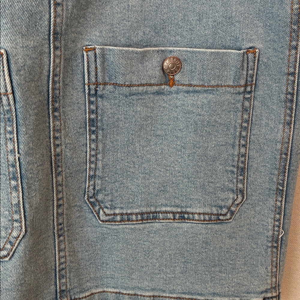 Celebrity Pink sz M Light Blue Denim Overall Jumper Skirt Pockets Retro EUC - Picture 3 of 7